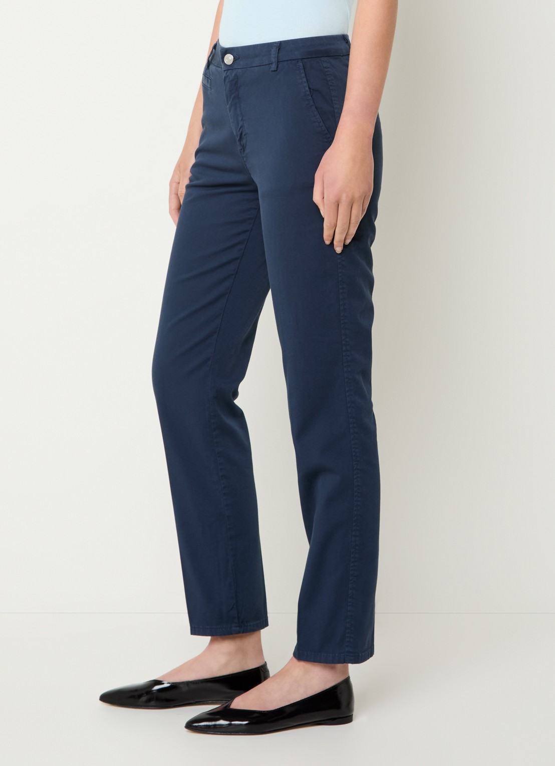Benetton High waist slim fit chino met steekzakken - detail 5 donkerblauw