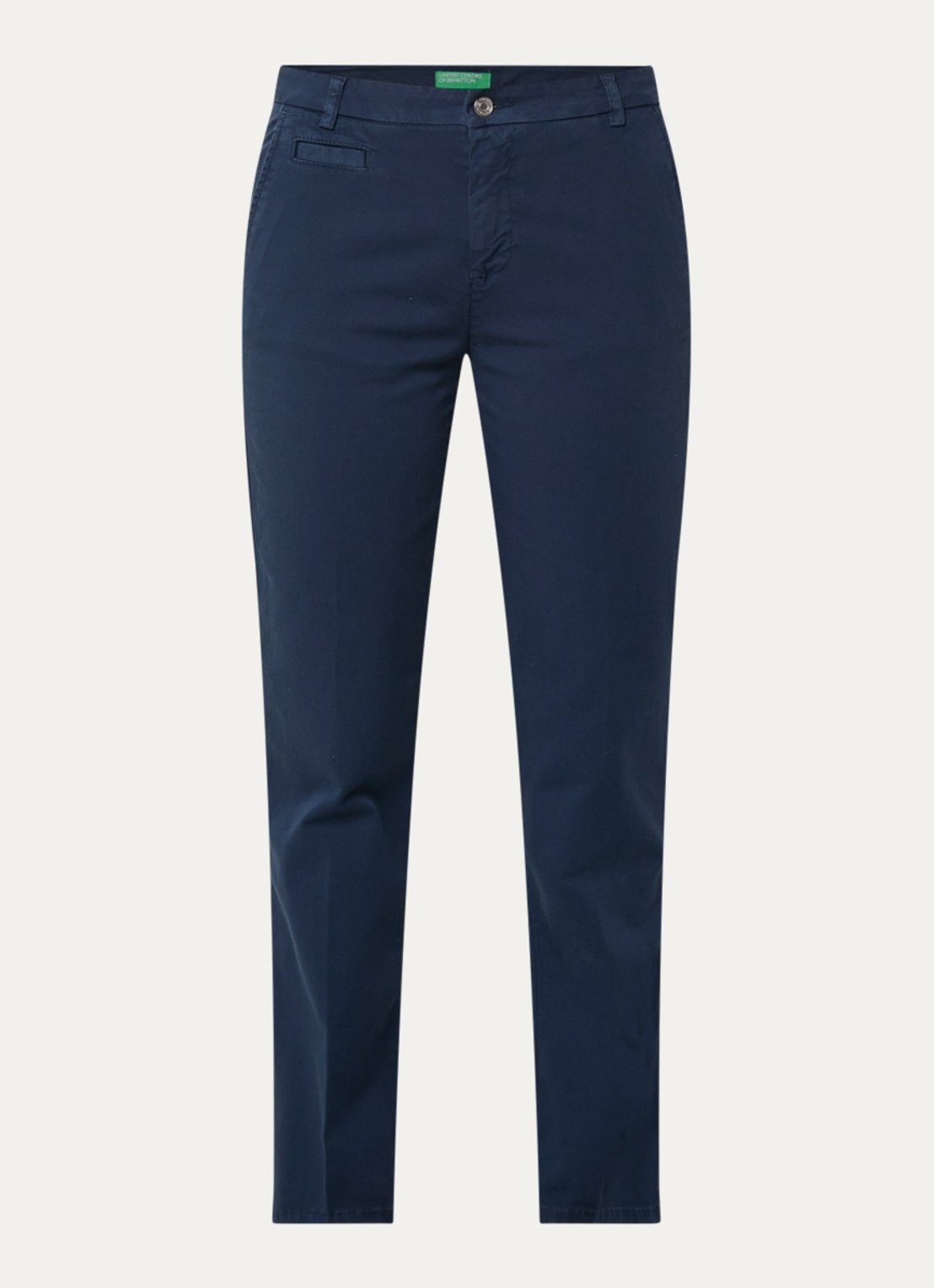 Benetton High waist slim fit chino met steekzakken - voorkant 2 donkerblauw