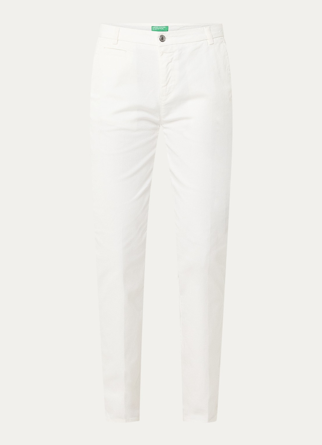 Benetton High waist slim fit chino met steekzakken - voorkant 2 gebroken wit