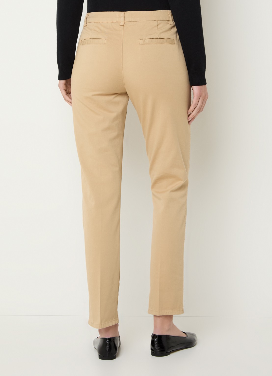 Benetton High waist slim fit chino met steekzakken - achterkant camel