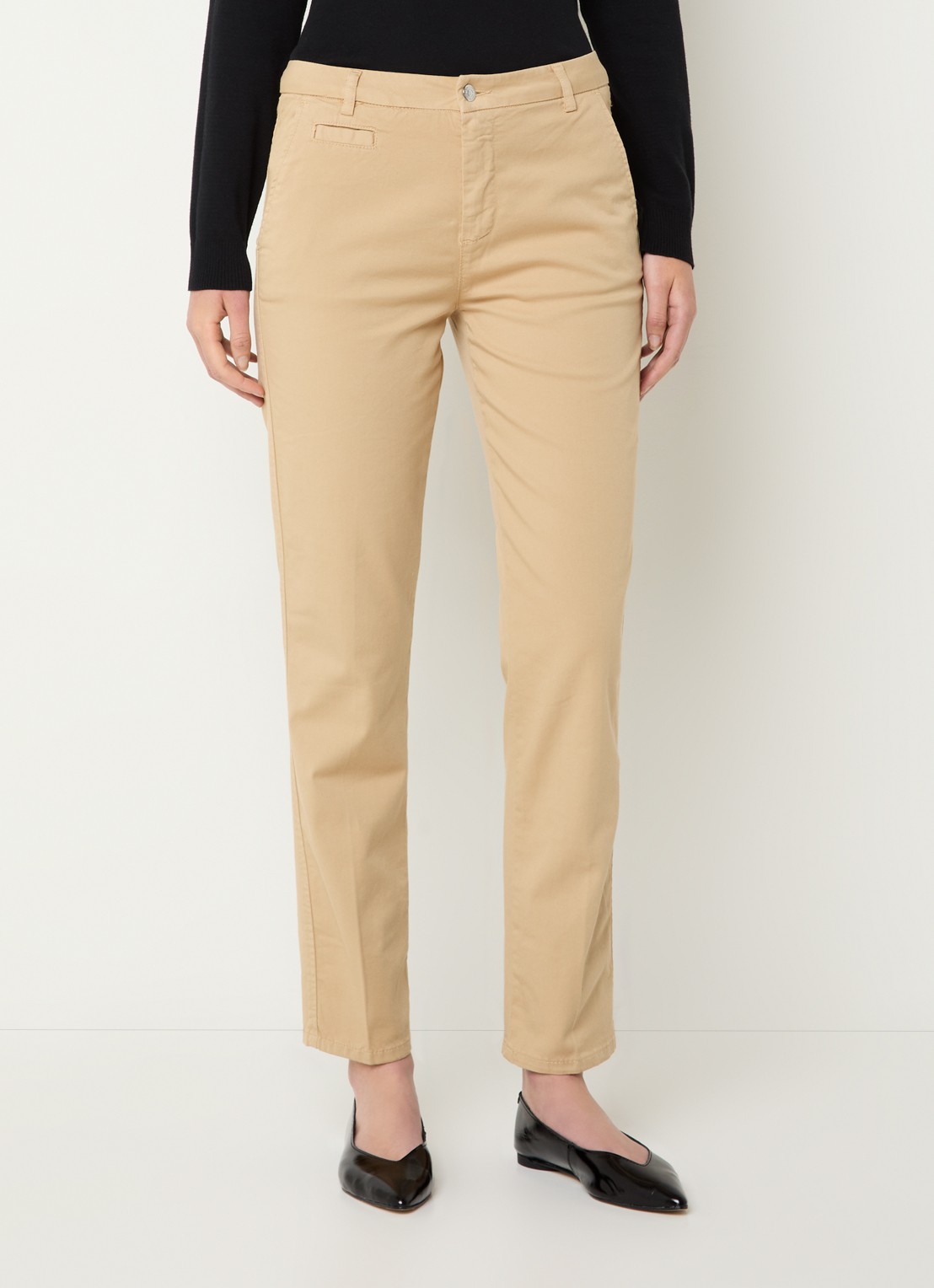 Benetton High waist slim fit chino met steekzakken - detail 4 camel