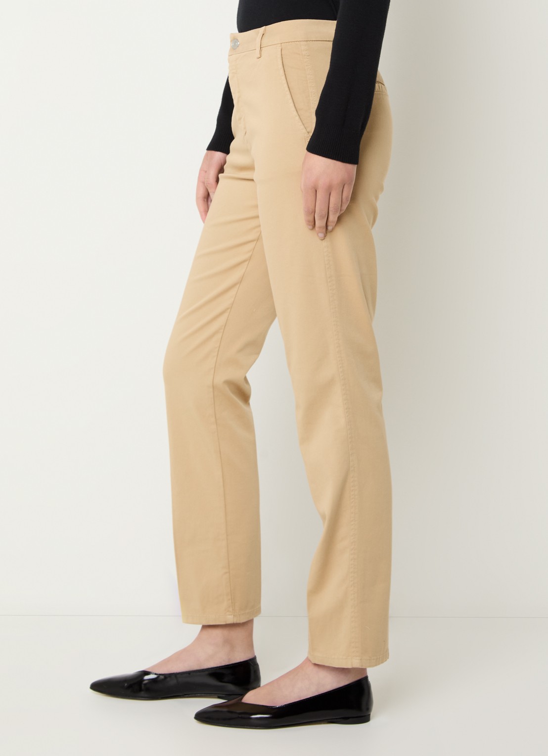 Benetton High waist slim fit chino met steekzakken - detail 5 camel