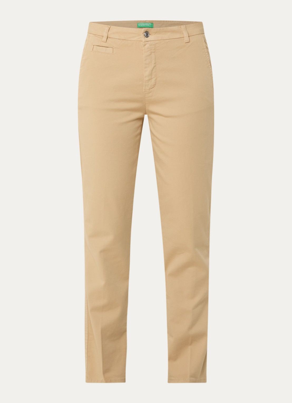 Benetton High waist slim fit chino met steekzakken - voorkant 2 camel