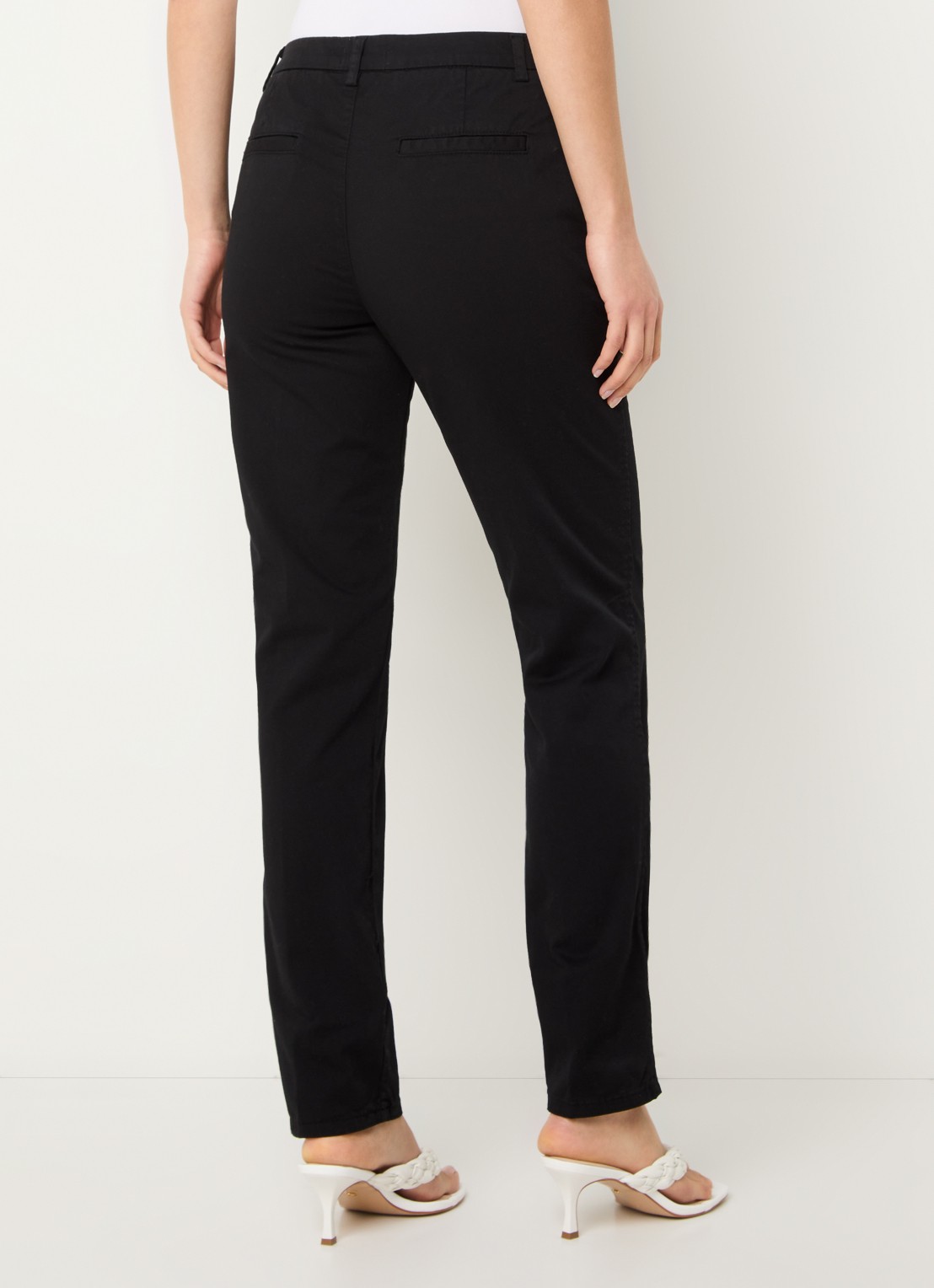 Benetton High waist slim fit chino met steekzakken - achterkant zwart