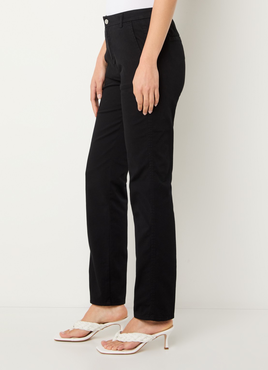 Benetton High waist slim fit chino met steekzakken - detail 5 zwart