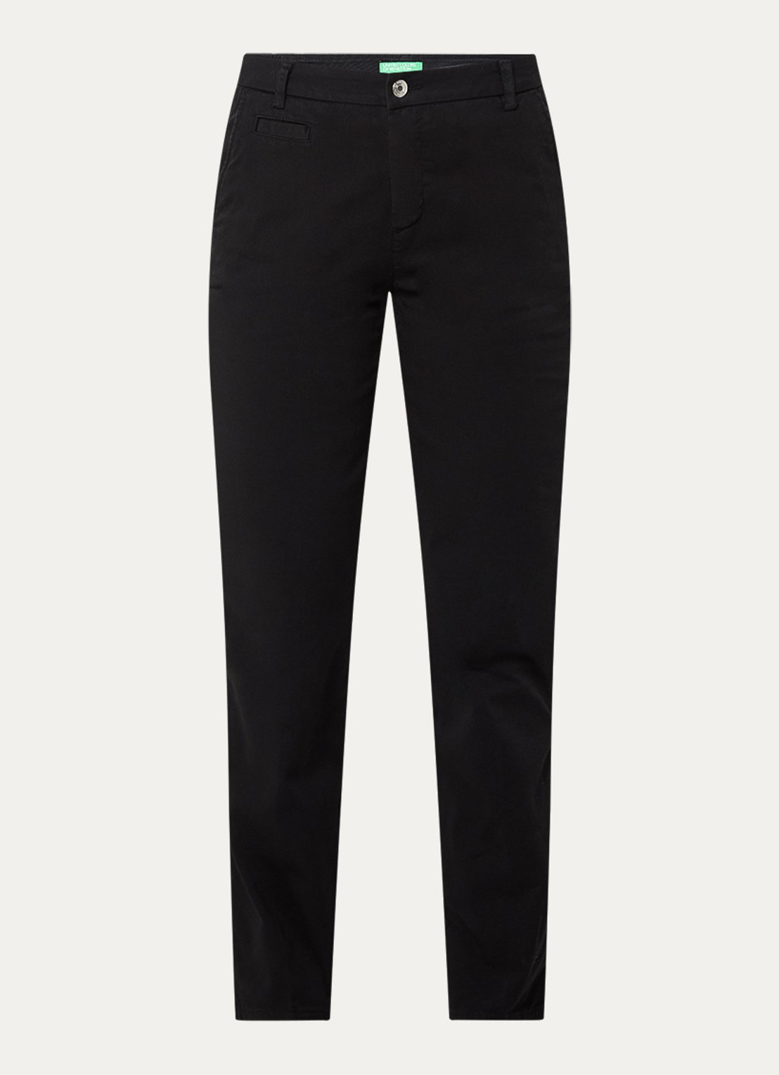 Benetton High waist slim fit chino met steekzakken - voorkant 2 zwart