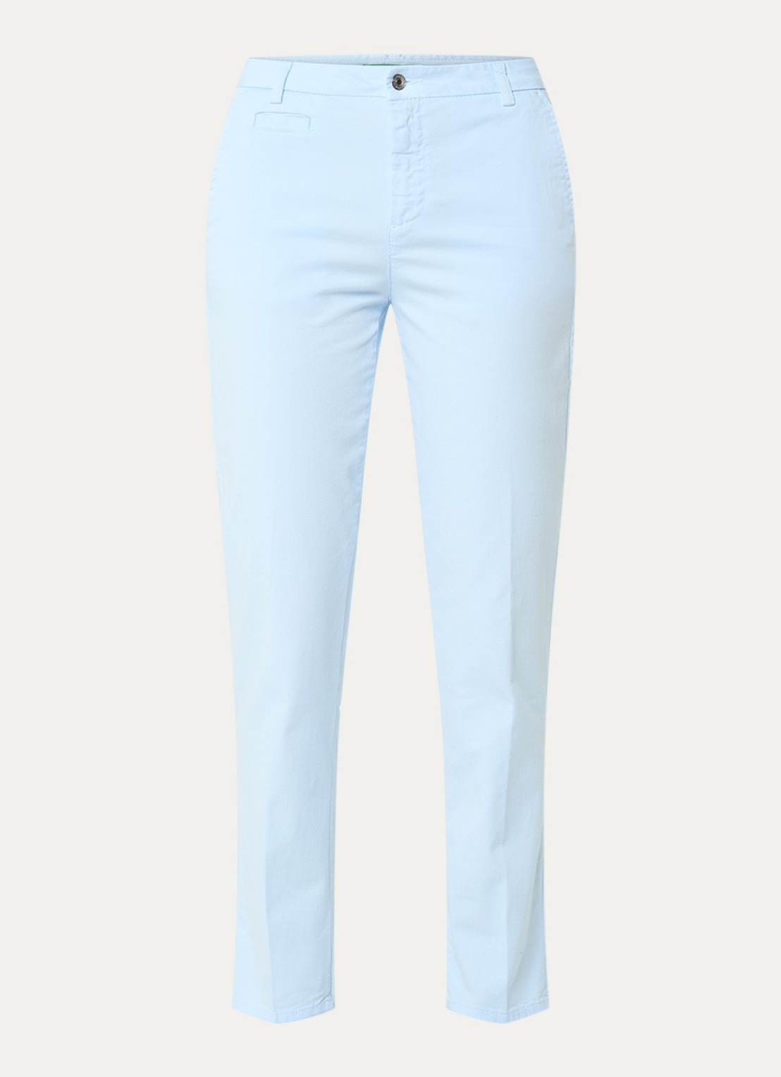 Benetton High waist slim fit chino met steekzakken - voorkant 2 lichtblauw
