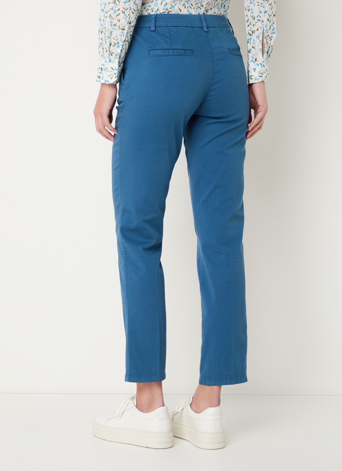 Benetton High waist slim fit chino met steekzakken - achterkant turquoise