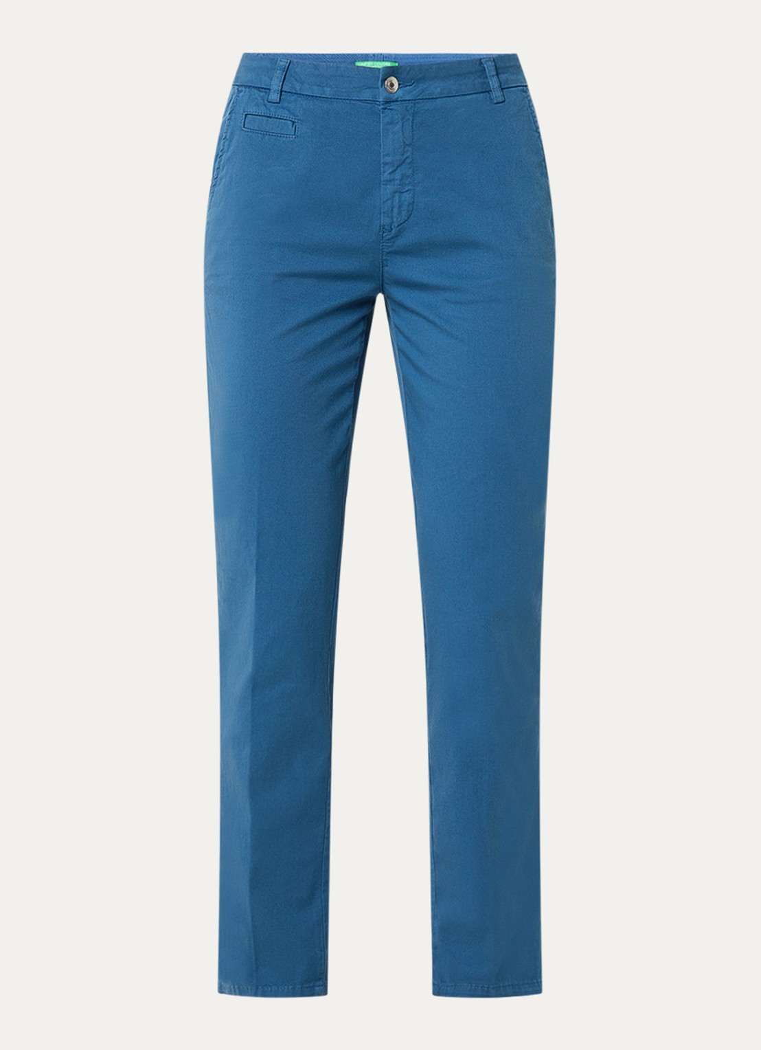 Benetton High waist slim fit chino met steekzakken - voorkant 2 turquoise
