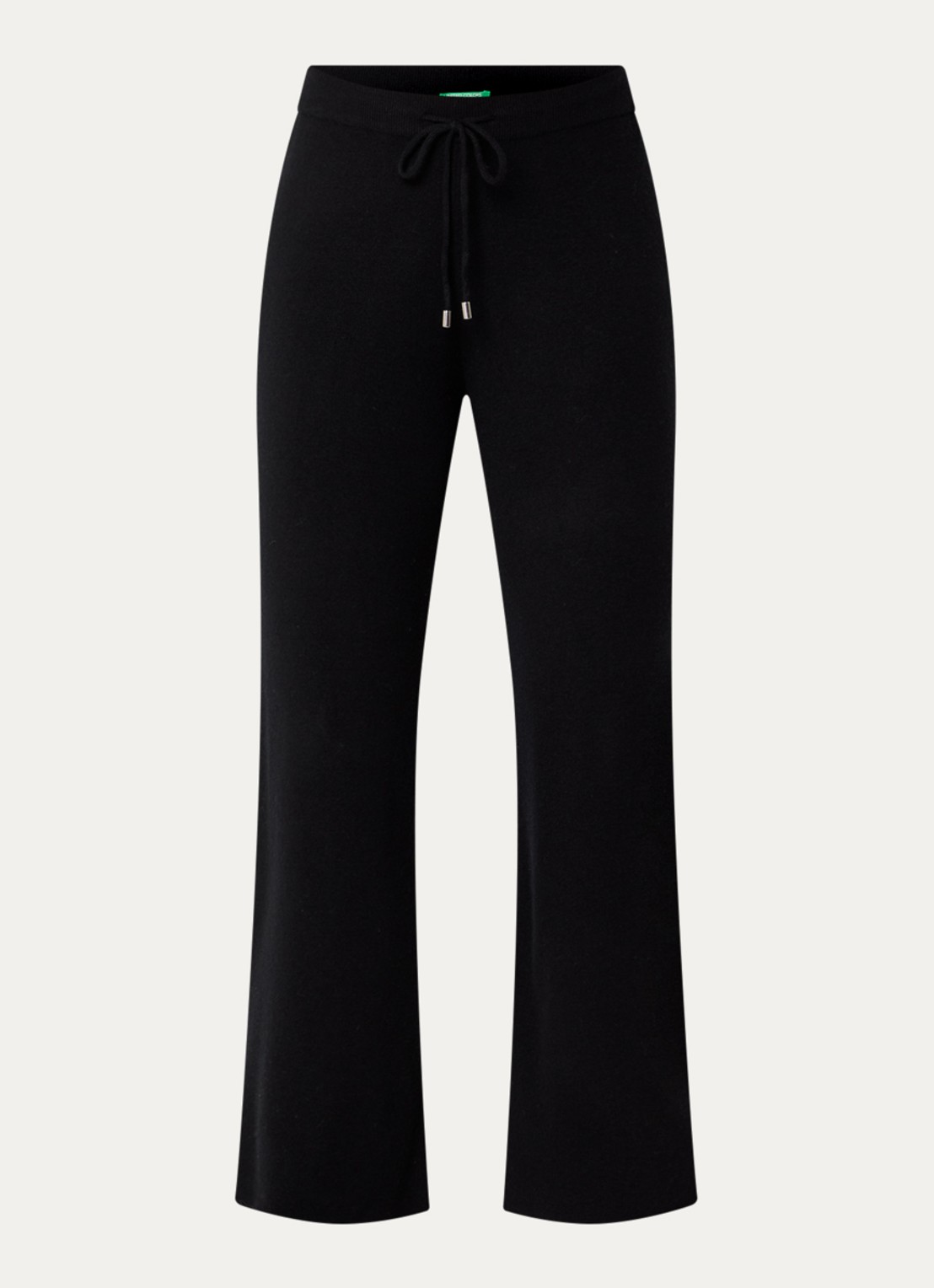 Benetton High waist straight fit broek in kasjmier wolblend - voorkant 2 zwart