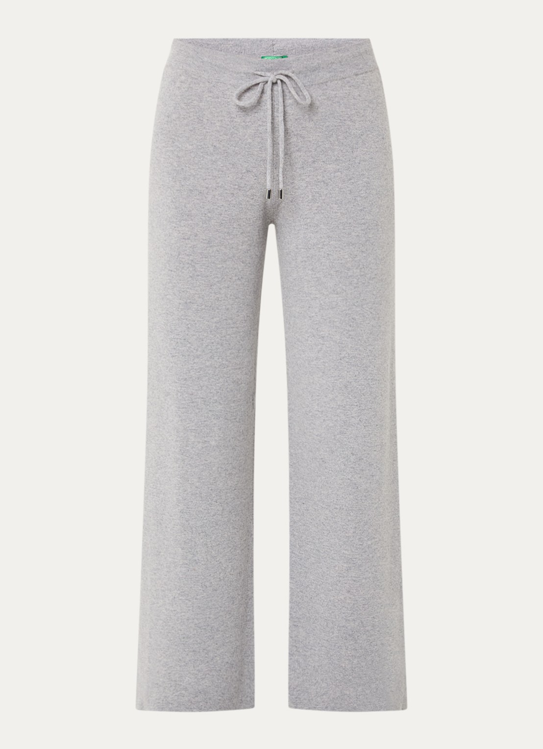 Benetton High waist straight fit broek in kasjmier wolblend - voorkant 3 lichtgrijs