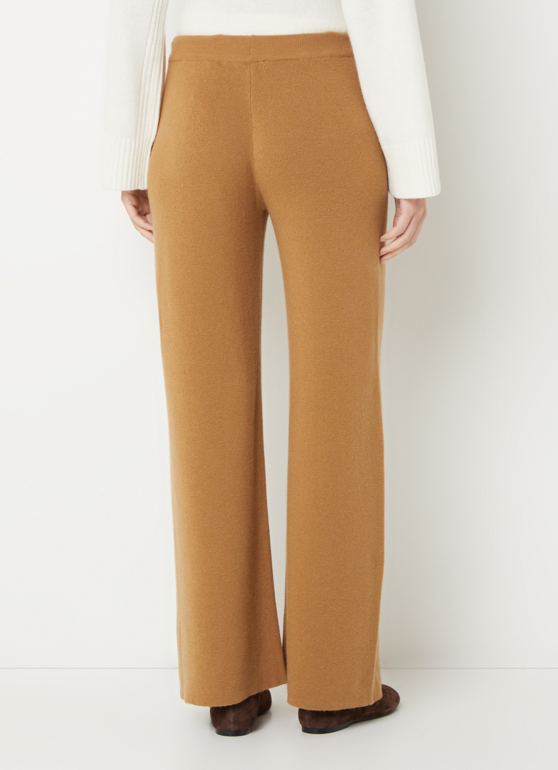 Benetton High waist straight fit broek in kasjmier wolblend - achterkant 2 camel
