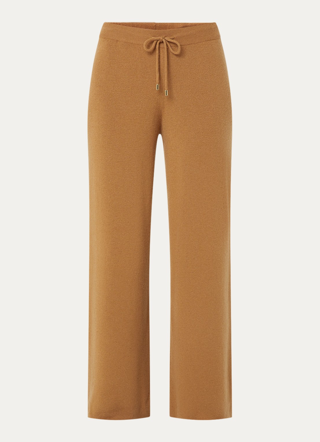 Benetton High waist straight fit broek in kasjmier wolblend - voorkant 3 camel