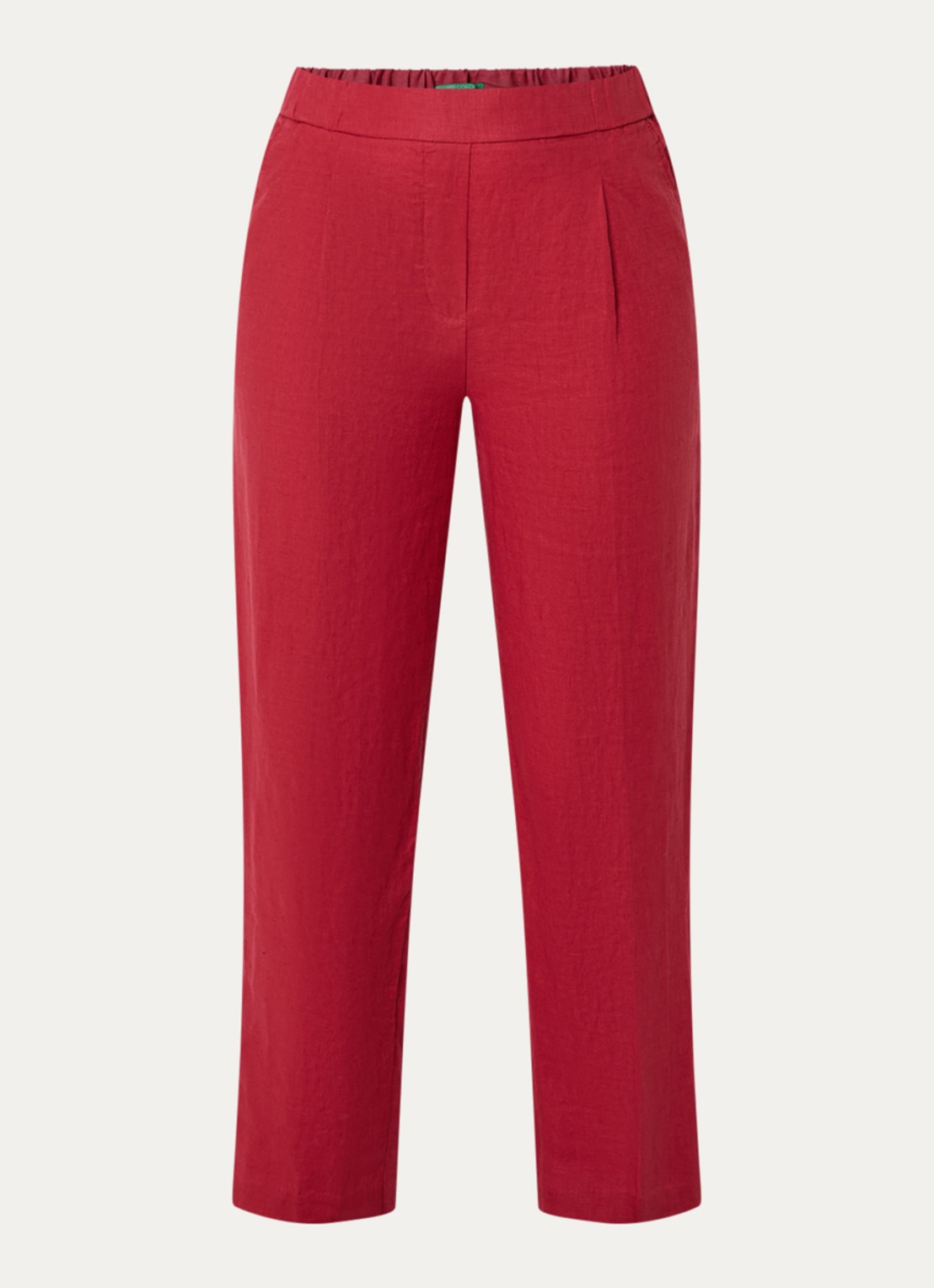 Benetton High waist straight fit chino van linnen met steekzakken - voorkant 2 rood