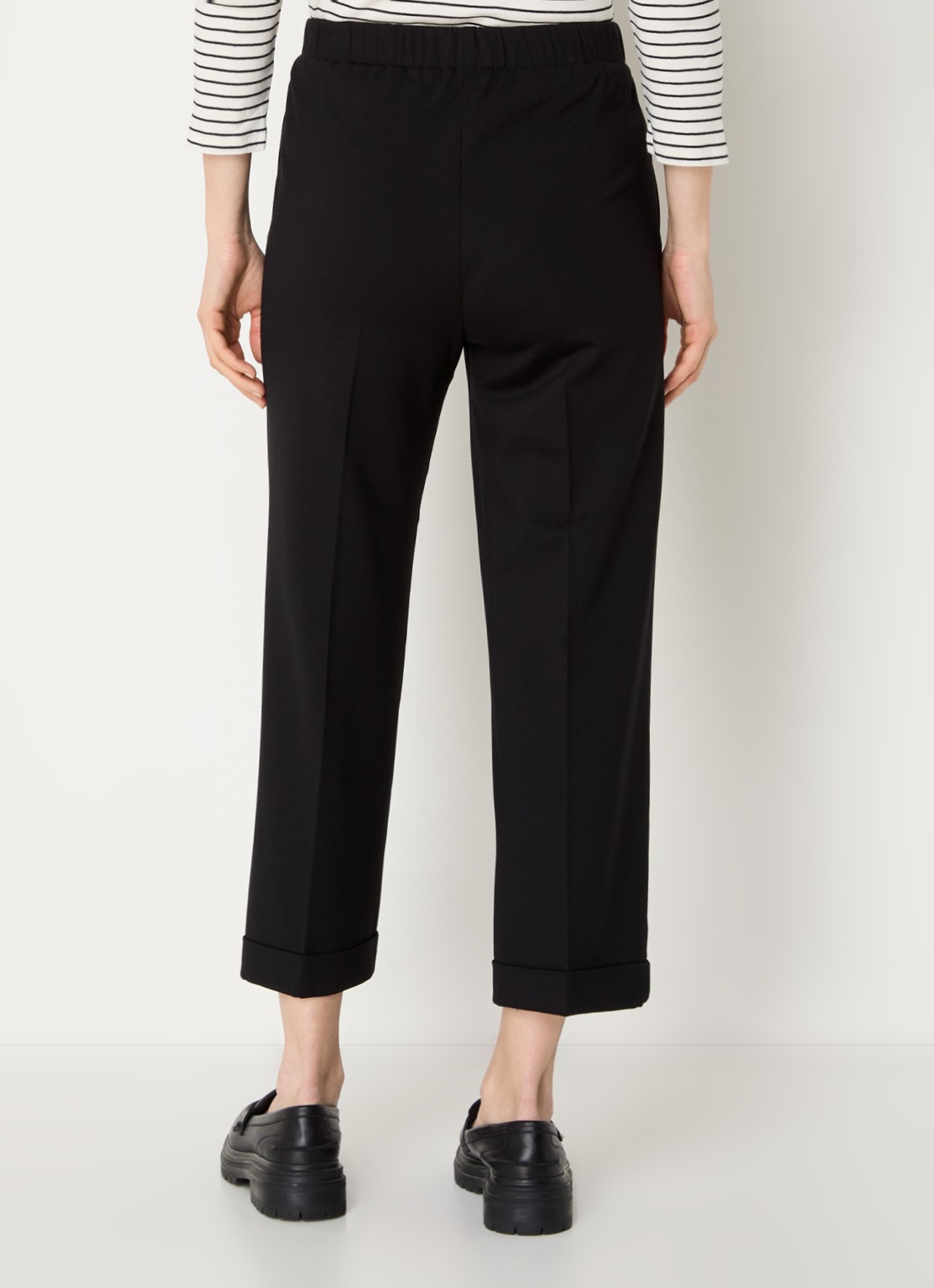 Benetton High waist straight fit cropped broek met steekzakken - achterkant 4 zwart