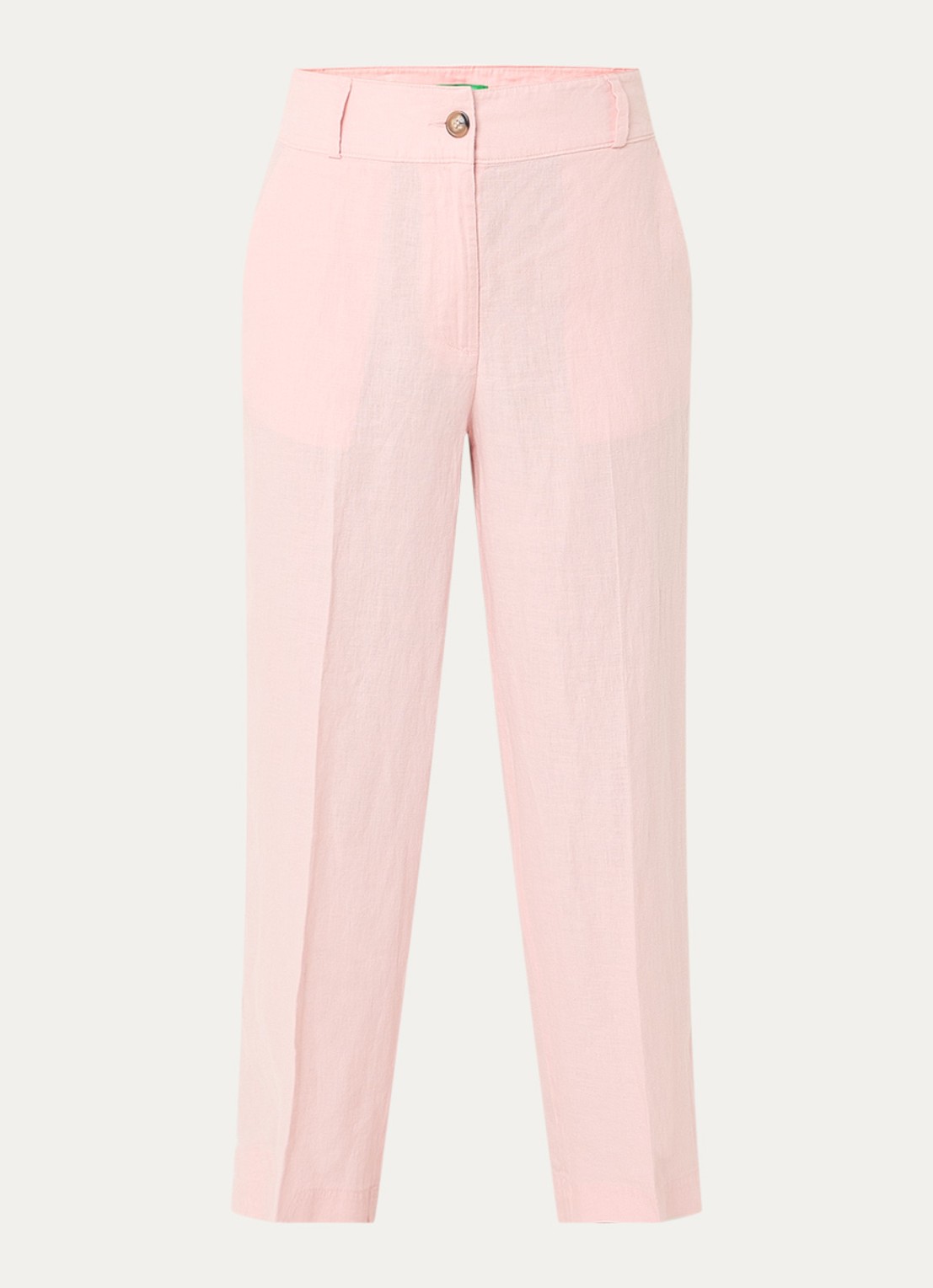 Benetton High waist straight fit croppped pantalon van linnen - voorkant 3 roze