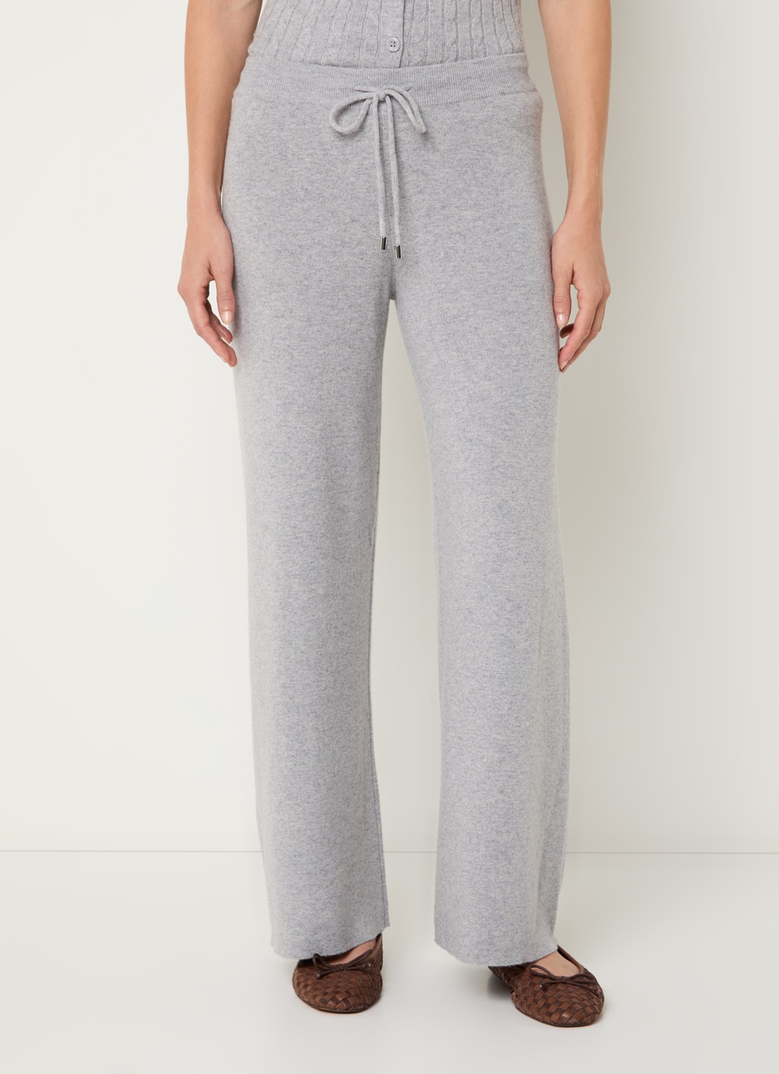 Benetton High waist straight fit joggingbroek - detail 4 lichtgrijs