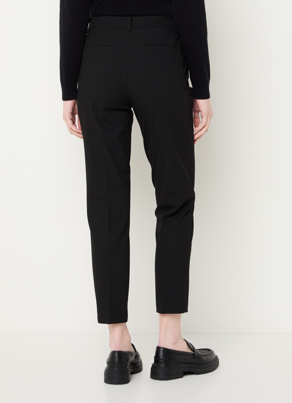 Benetton High waist tapered cropped pantalon met stretch  - achterkant 4 zwart