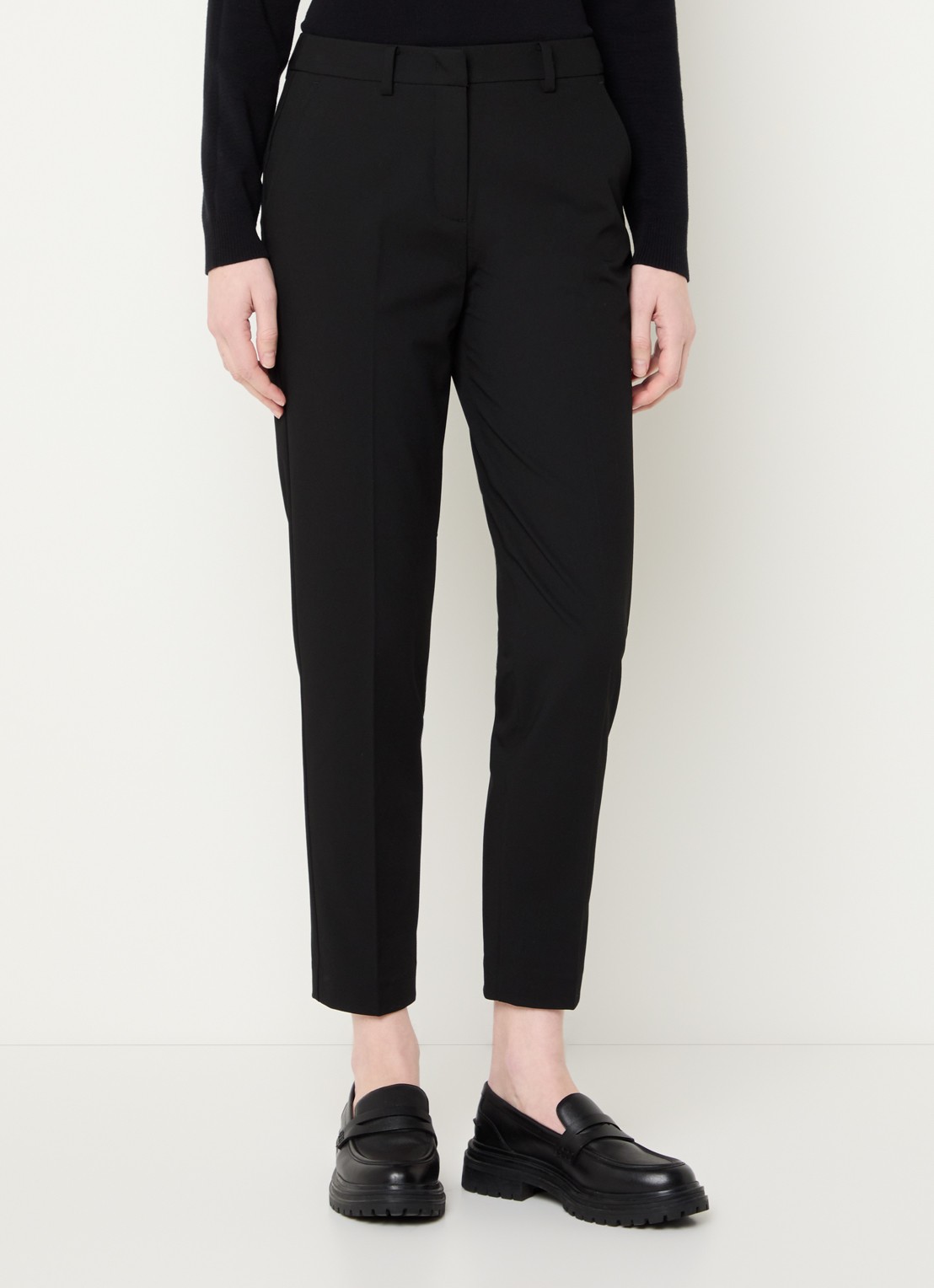 Benetton High waist tapered cropped pantalon met stretch  - detail 3 zwart