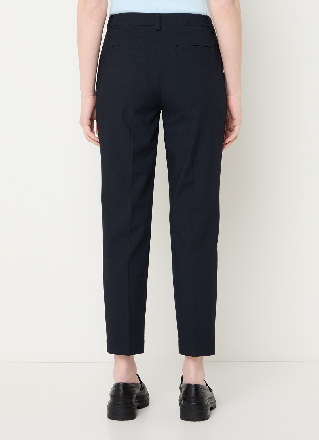 Benetton High waist tapered cropped pantalon met stretch  - achterkant 3 donkerblauw