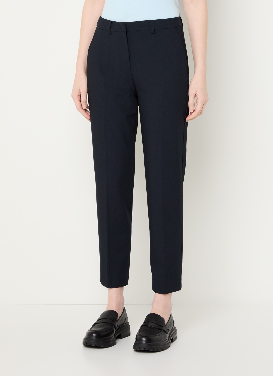 Benetton High waist tapered cropped pantalon met stretch  - detail 4 donkerblauw