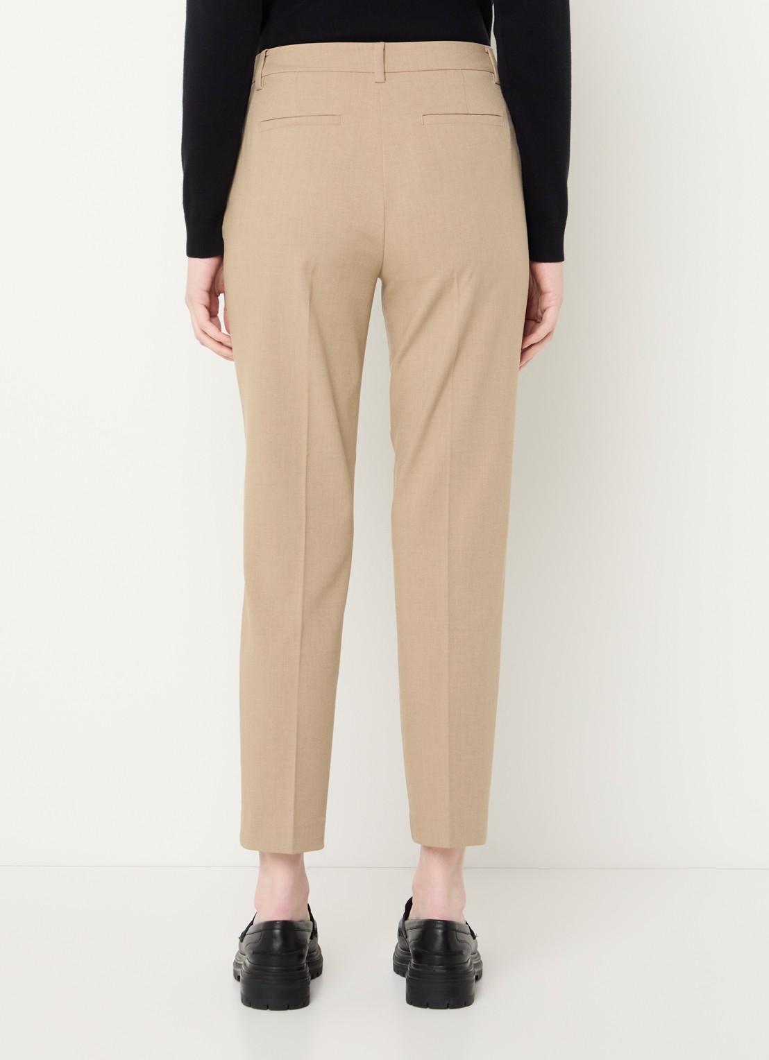 Benetton High waist tapered cropped pantalon met stretch  - achterkant 3 donkerbeige