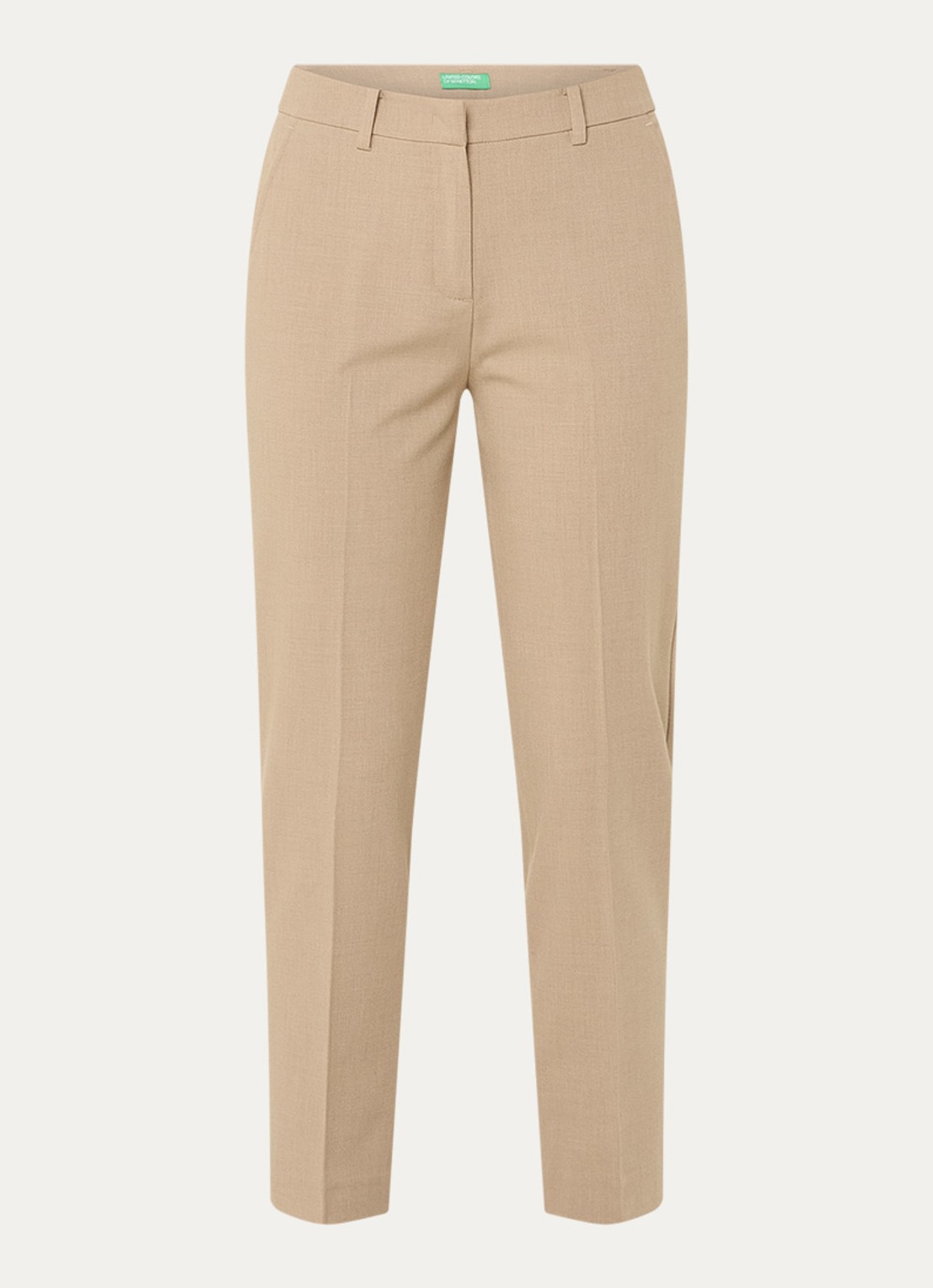 Benetton High waist tapered cropped pantalon met stretch  - voorkant donkerbeige