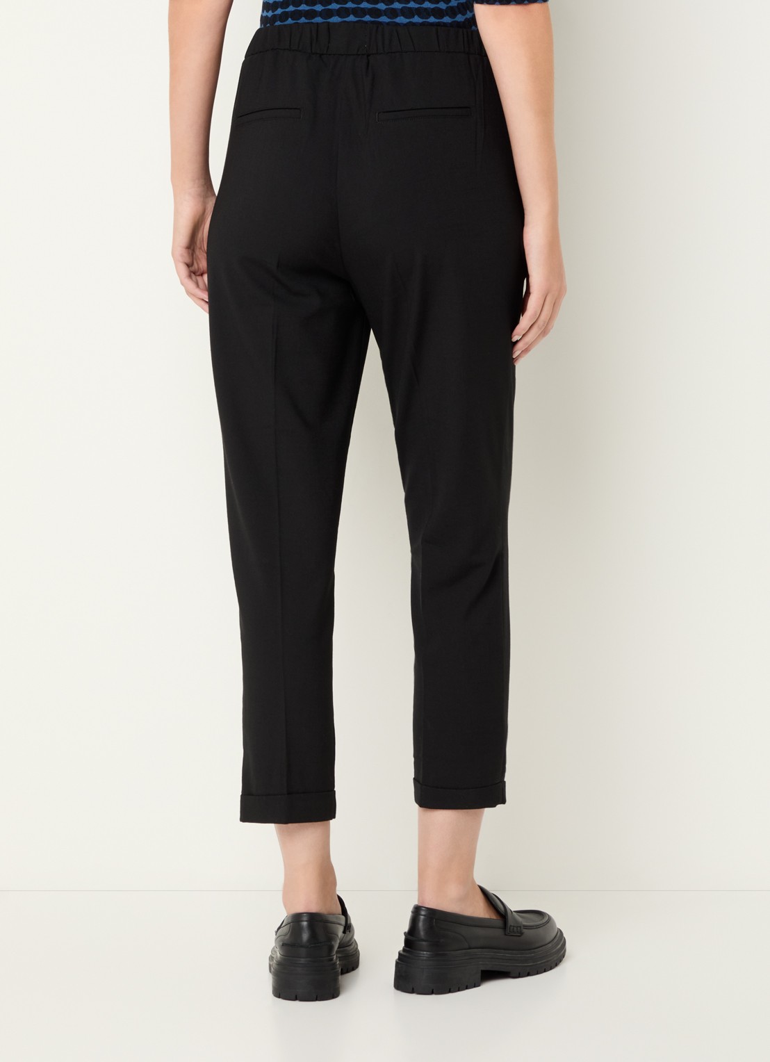 Benetton High waist tapered fit cropped broek met steekzakken - achterkant 2 zwart