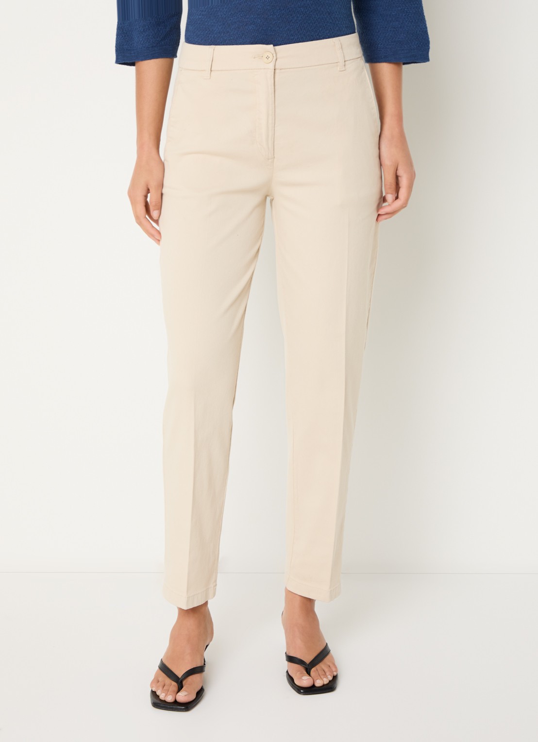 Benetton High waist tapered fit cropped chino met steekzakken - detail 2 zand