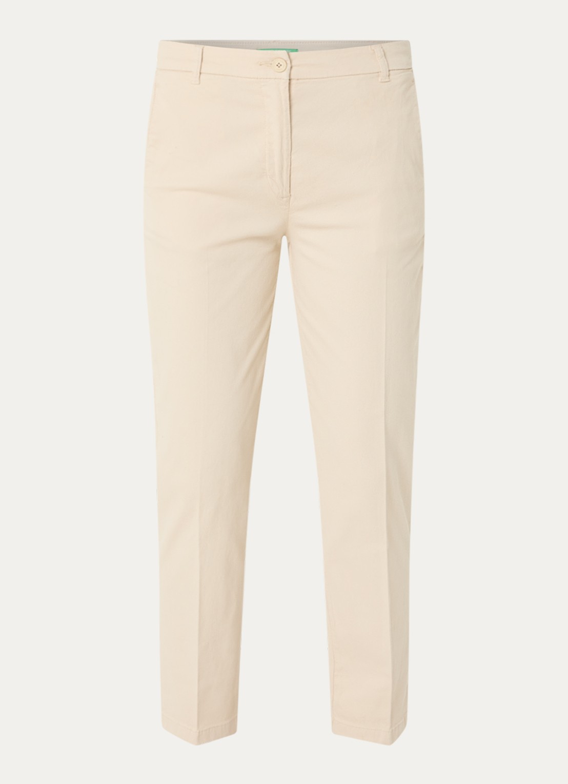 Benetton High waist tapered fit cropped chino met steekzakken - voorkant 3 zand