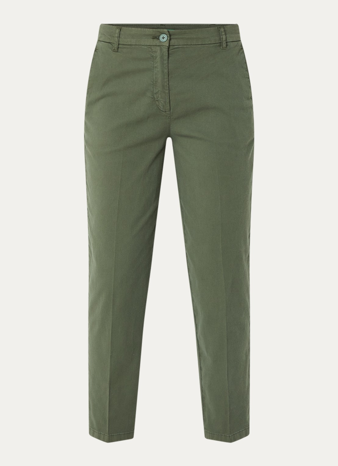 Benetton High waist tapered fit cropped chino met steekzakken - voorkant 2 groen