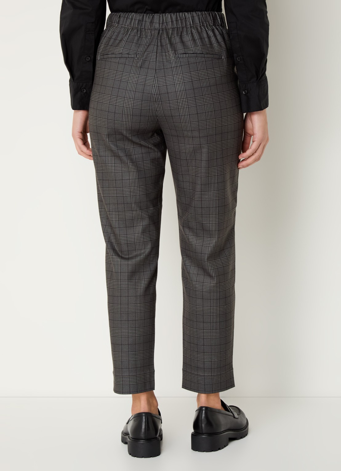 Benetton High waist tapered fit pantalon met steekzakken - achterkant grijs