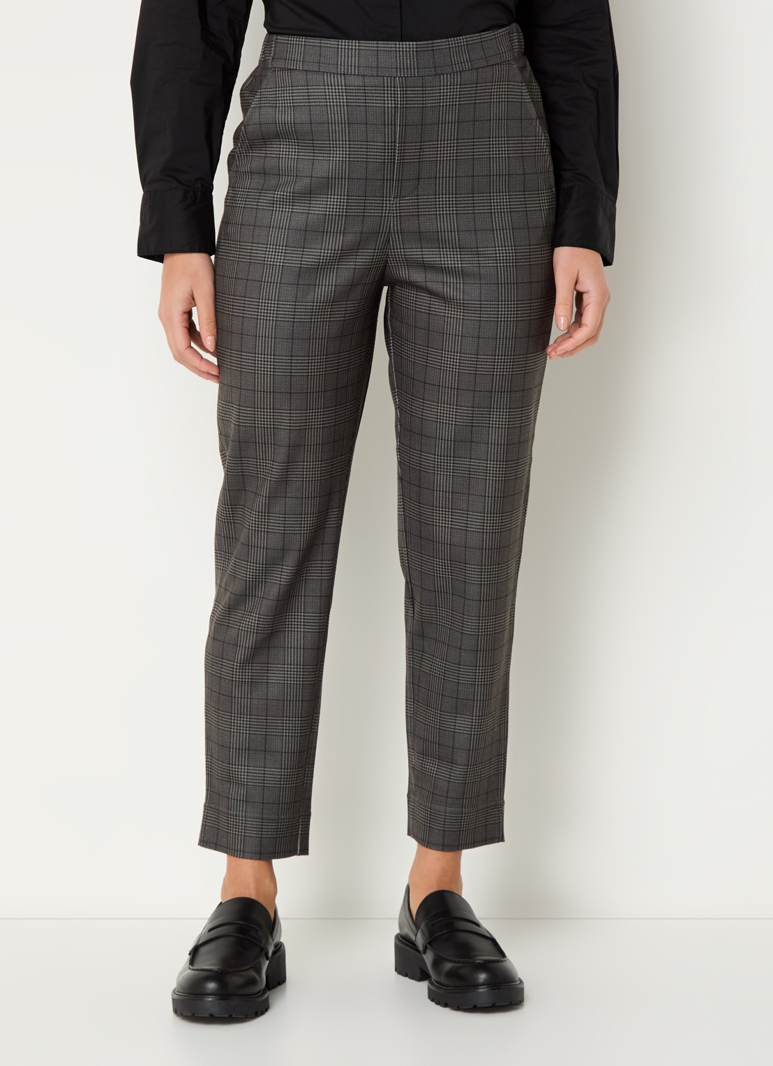 Benetton High waist tapered fit pantalon met steekzakken - detail 4 grijs