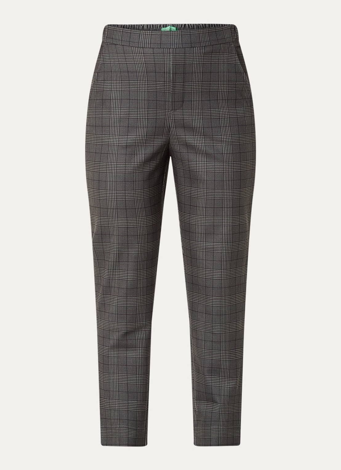 Benetton High waist tapered fit pantalon met steekzakken - voorkant 2 grijs