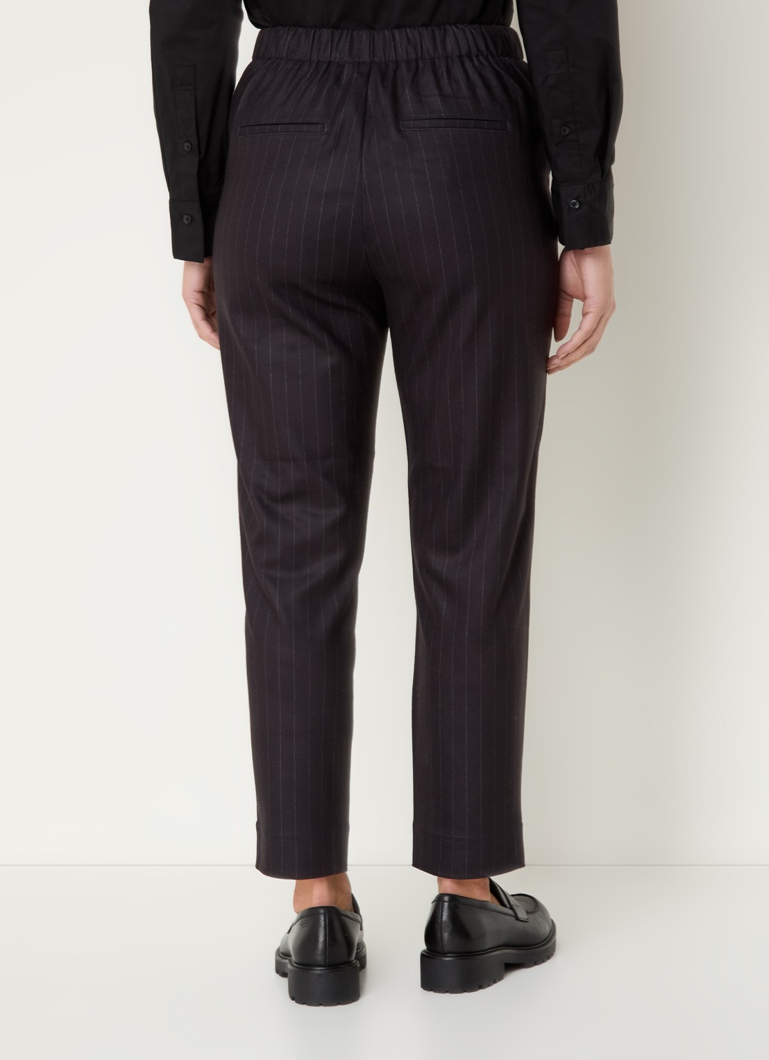 Benetton High waist tapered fit pantalon met steekzakken - achterkant donkerblauw