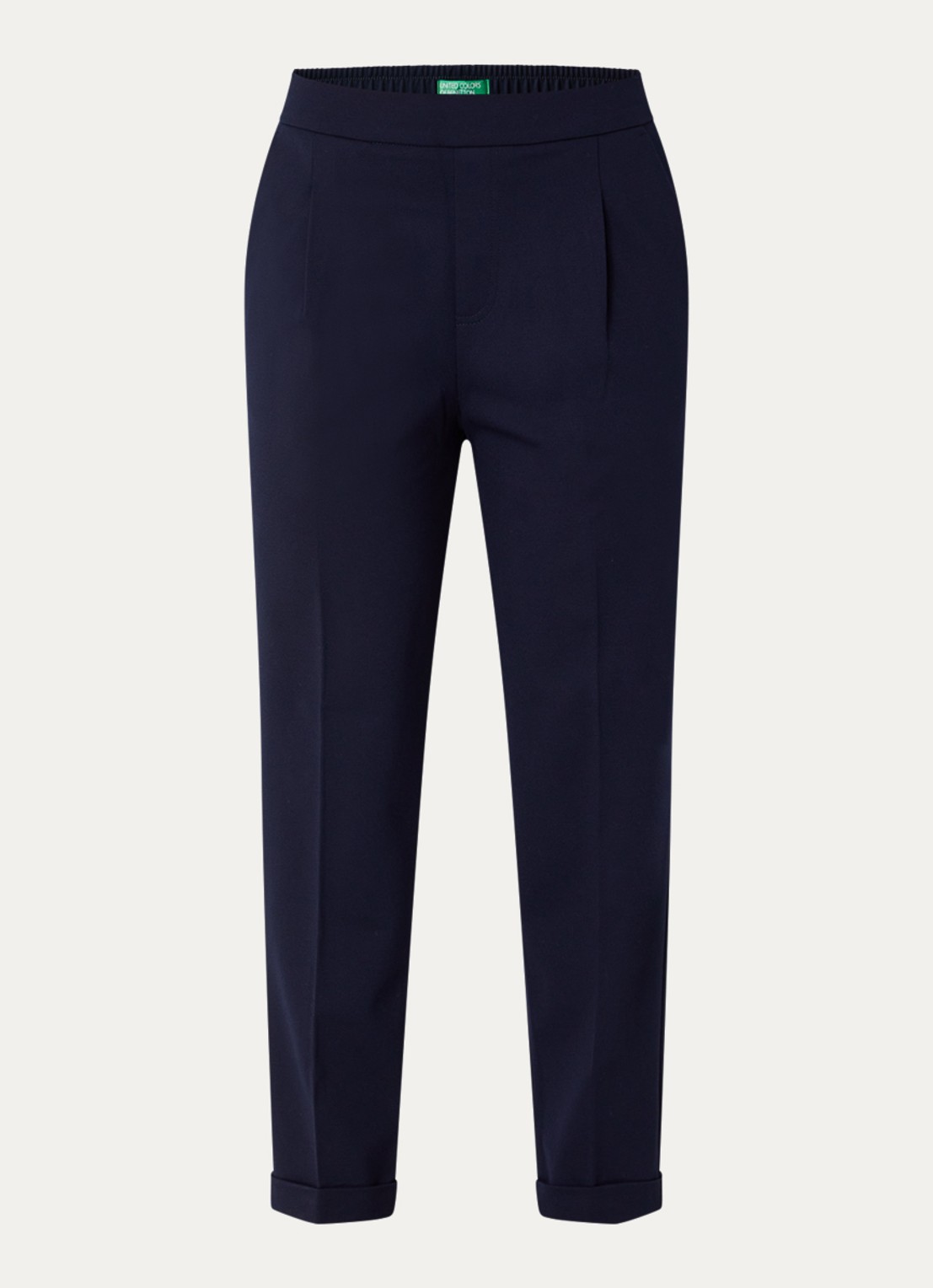 Benetton High waist tapered fit pantalon met steekzakken - voorkant donkerblauw