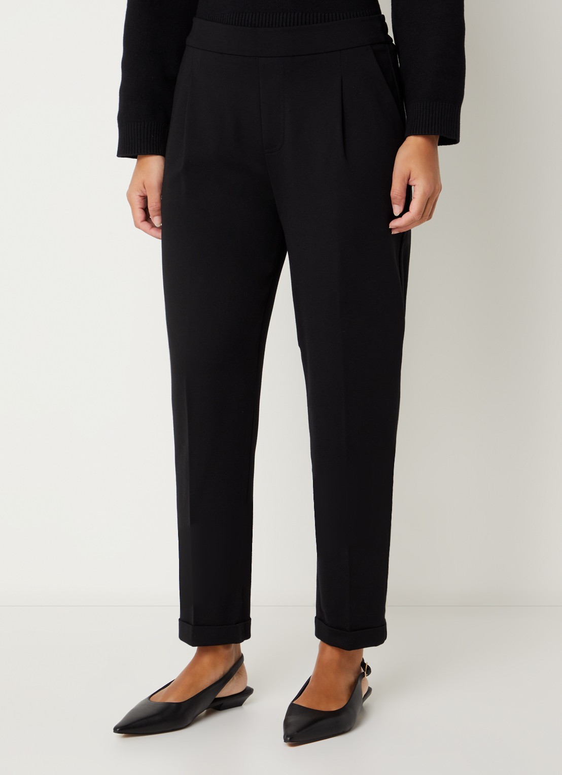 Benetton High waist tapered fit pantalon met steekzakken - detail 3 zwart