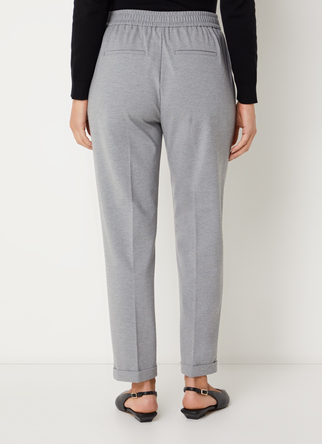 Benetton High waist tapered fit pantalon met steekzakken - achterkant 4 grijs