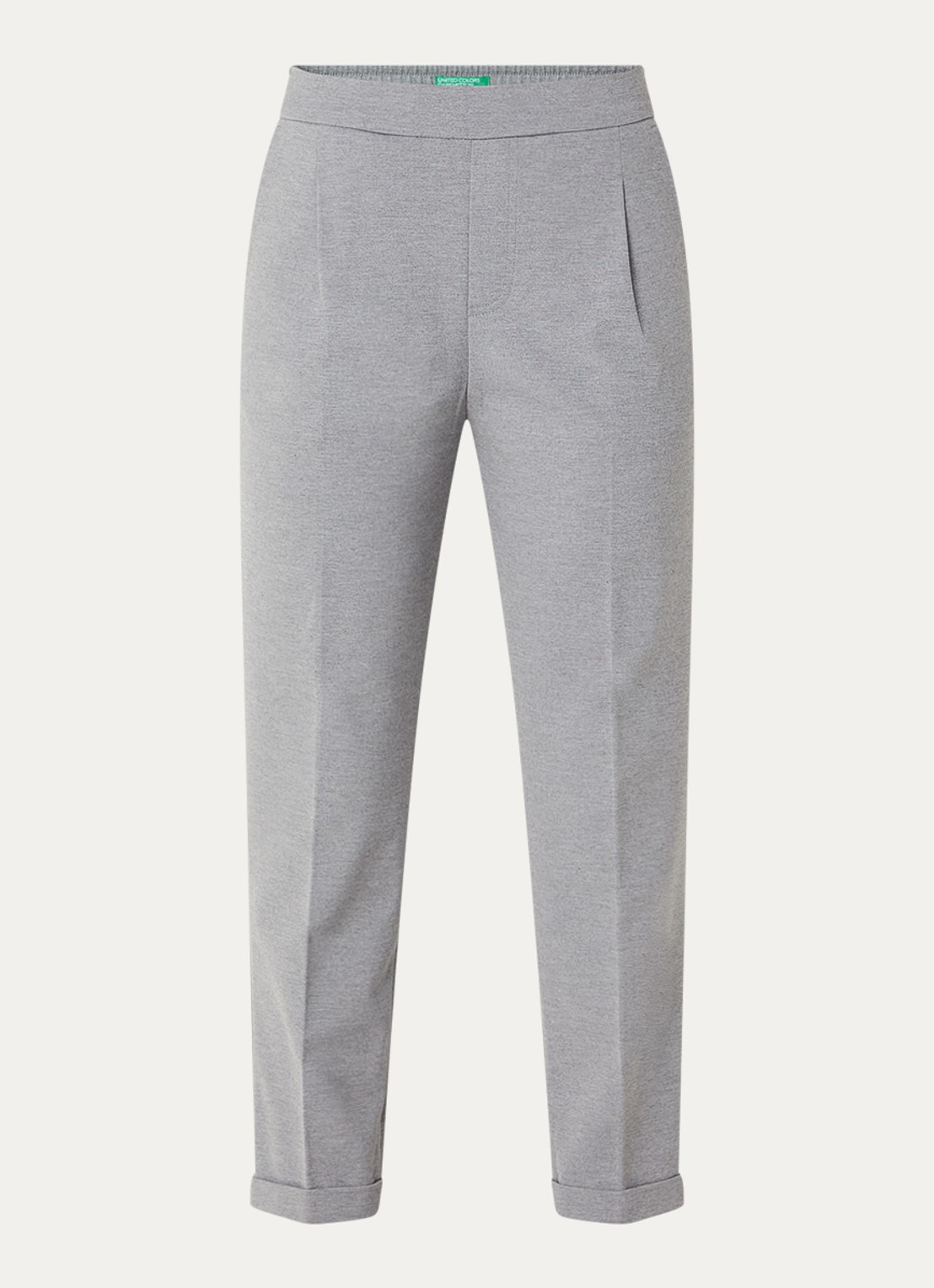 Benetton High waist tapered fit pantalon met steekzakken - voorkant grijs