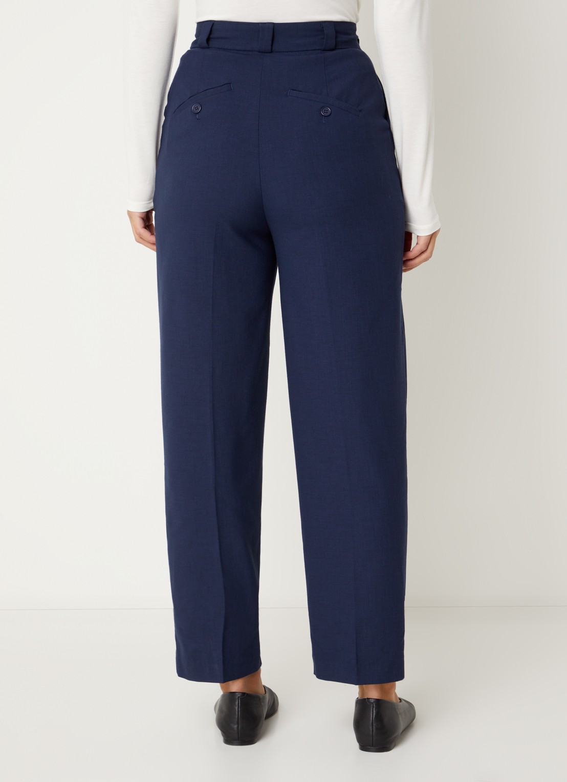 Benetton High waist tapered fit pantalon met steekzakken - achterkant 3 blauw
