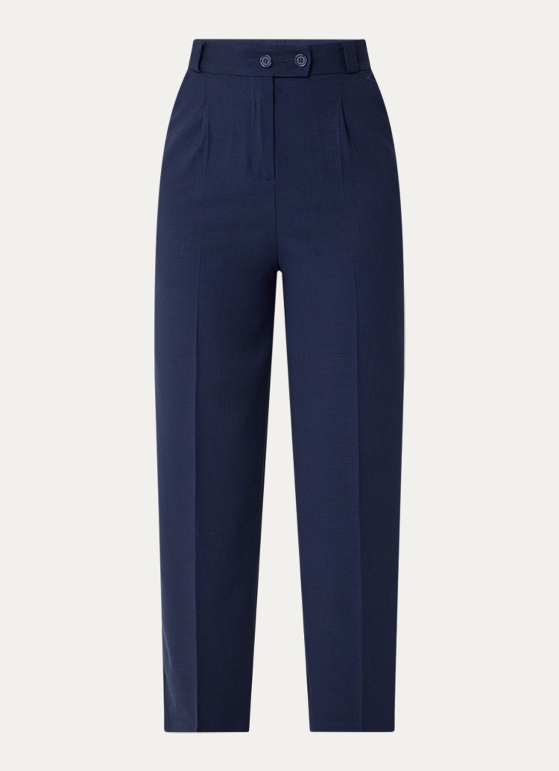 Benetton High waist tapered fit pantalon met steekzakken - voorkant blauw
