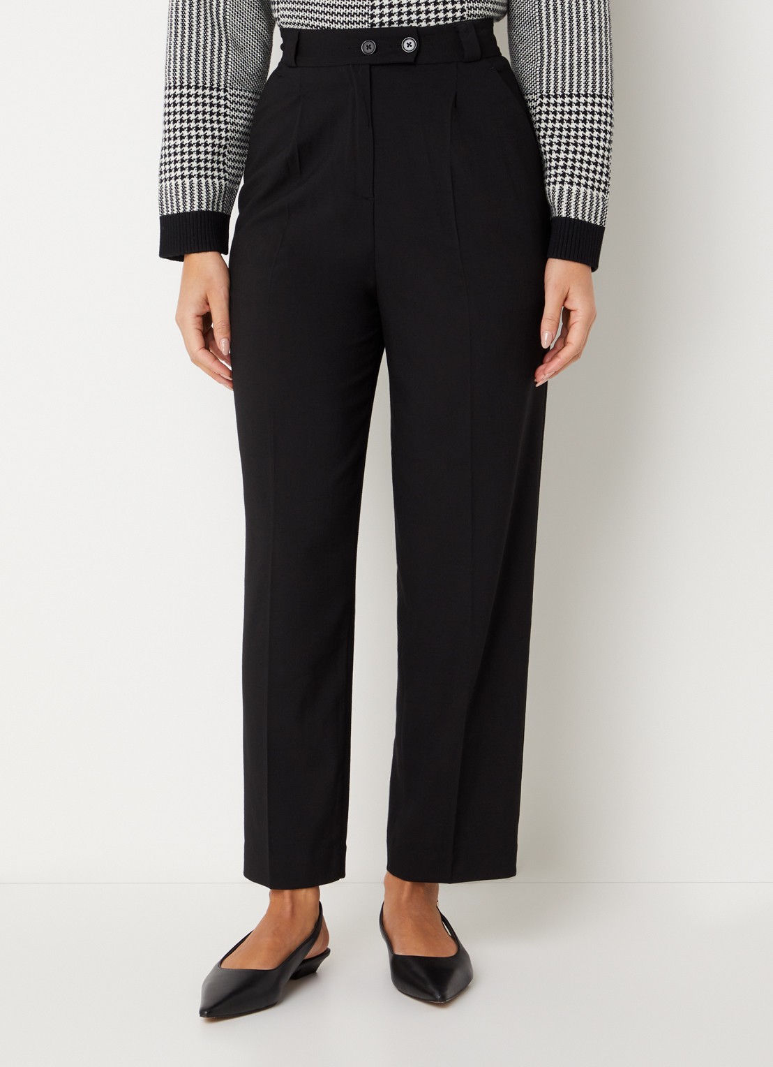 Benetton High waist tapered fit pantalon met steekzakken - detail 3 zwart