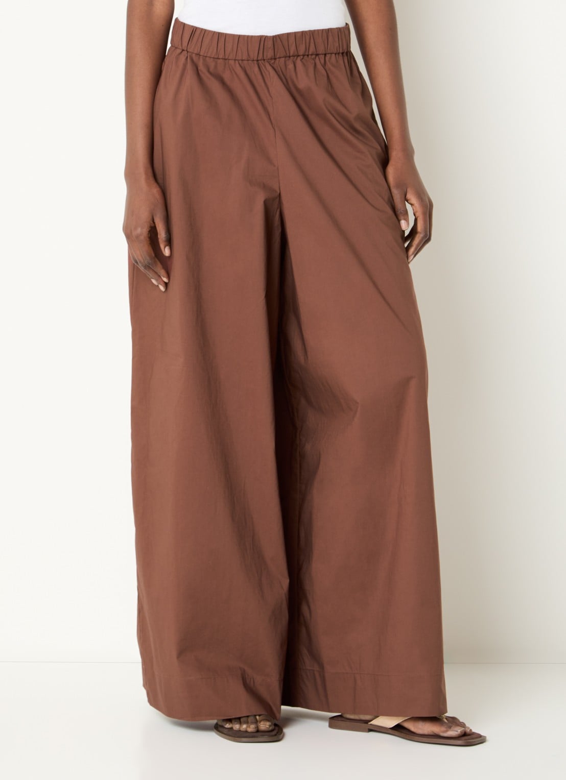 Benetton High waist wide fit broek met steekzakken - detail 4 bruin