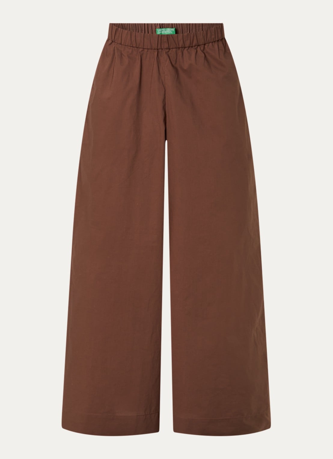 Benetton High waist wide fit broek met steekzakken - voorkant 2 bruin
