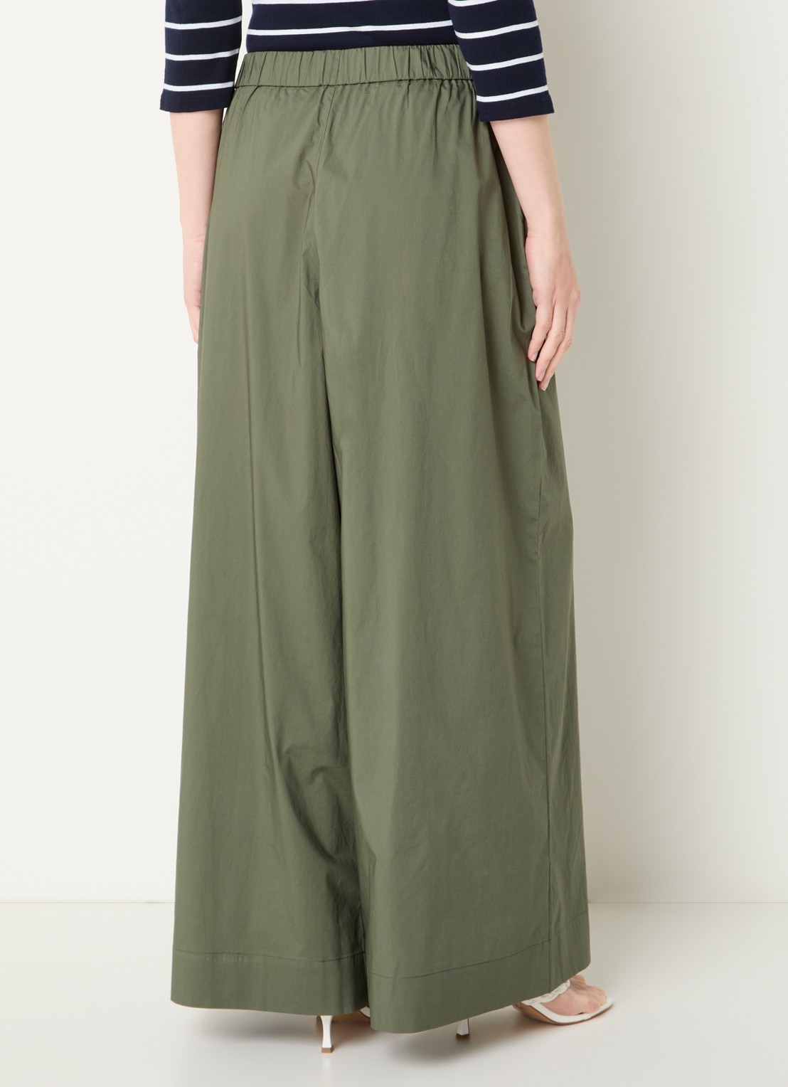 Benetton High waist wide fit broek met steekzakken - achterkant bronsgroen