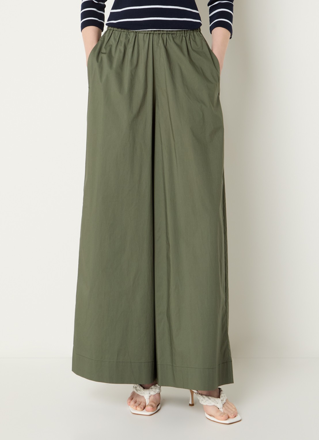 Benetton High waist wide fit broek met steekzakken - detail 4 bronsgroen