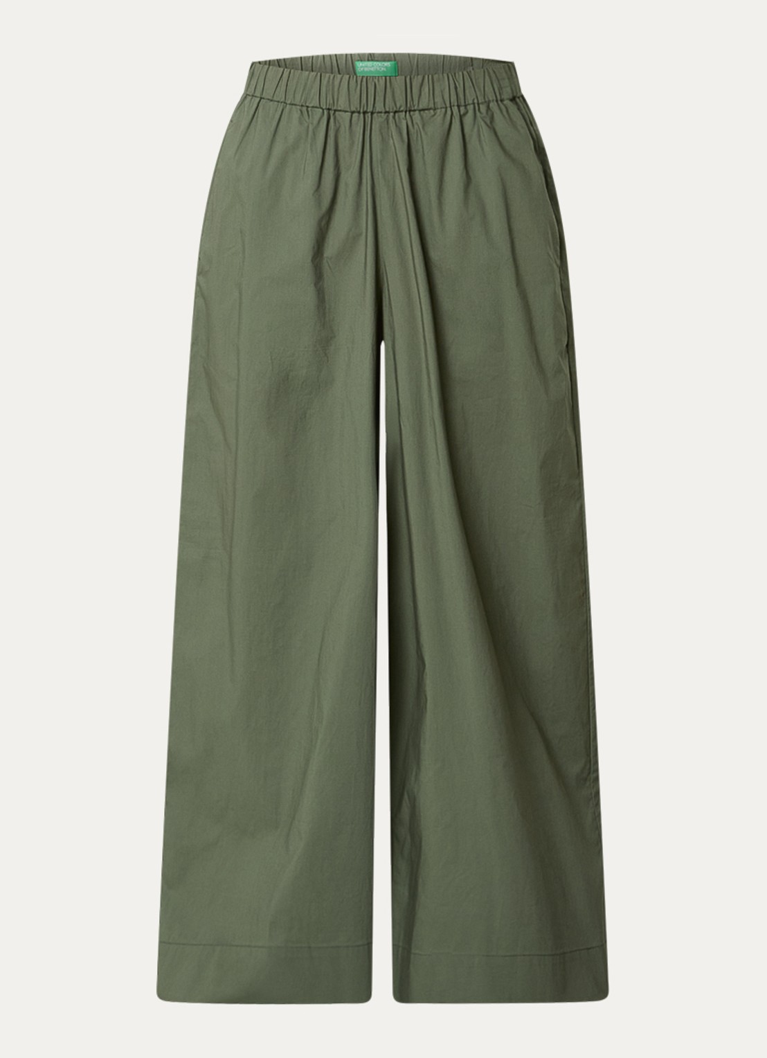 Benetton High waist wide fit broek met steekzakken - voorkant 2 bronsgroen