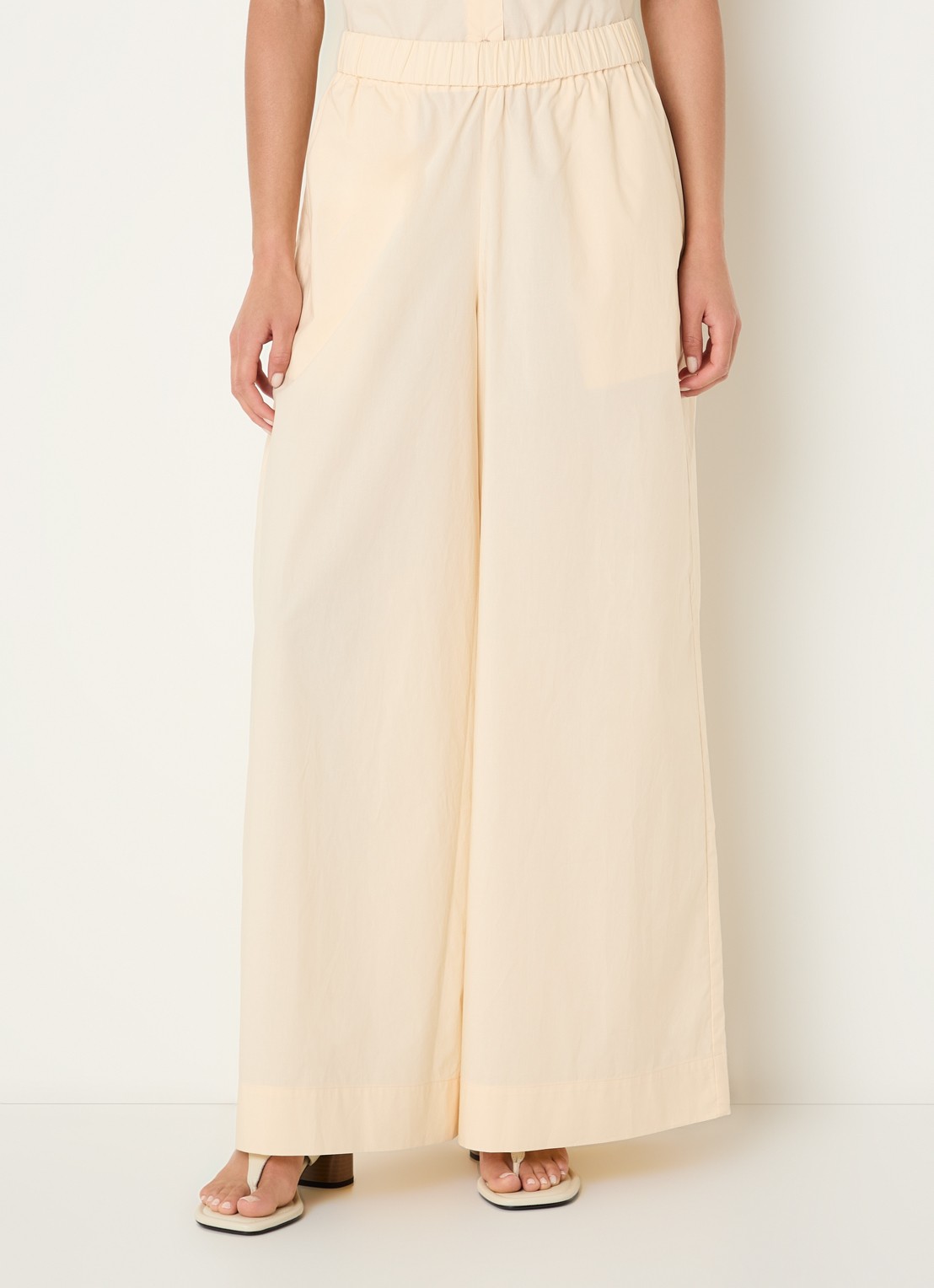 Benetton High waist wide fit broek met steekzakken - detail 2 creme