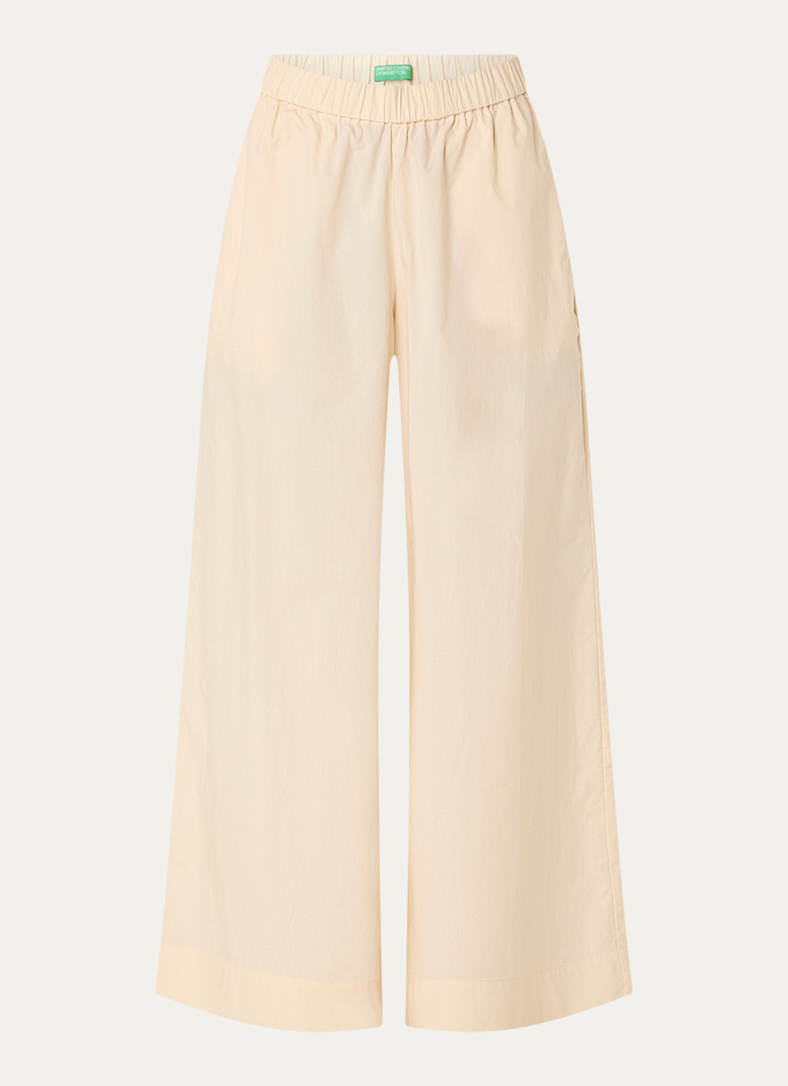 Benetton High waist wide fit broek met steekzakken - voorkant 3 creme