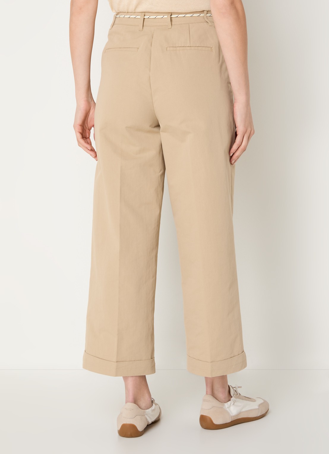 Benetton High waist wide fit cropped chino met steekzakken - achterkant 3 camel